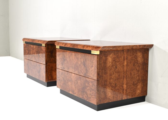 Pair of Burlwood night stands, Italy - 1970's | #C12393