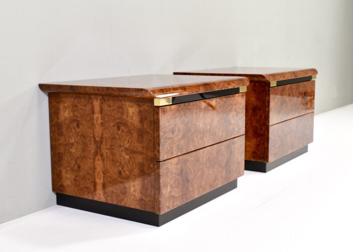 Pair of Burlwood night stands, Italy - 1970's | #C12393 - Image 2